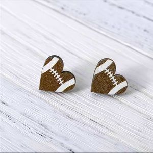 Football Heart Shaped Stud Earrings
